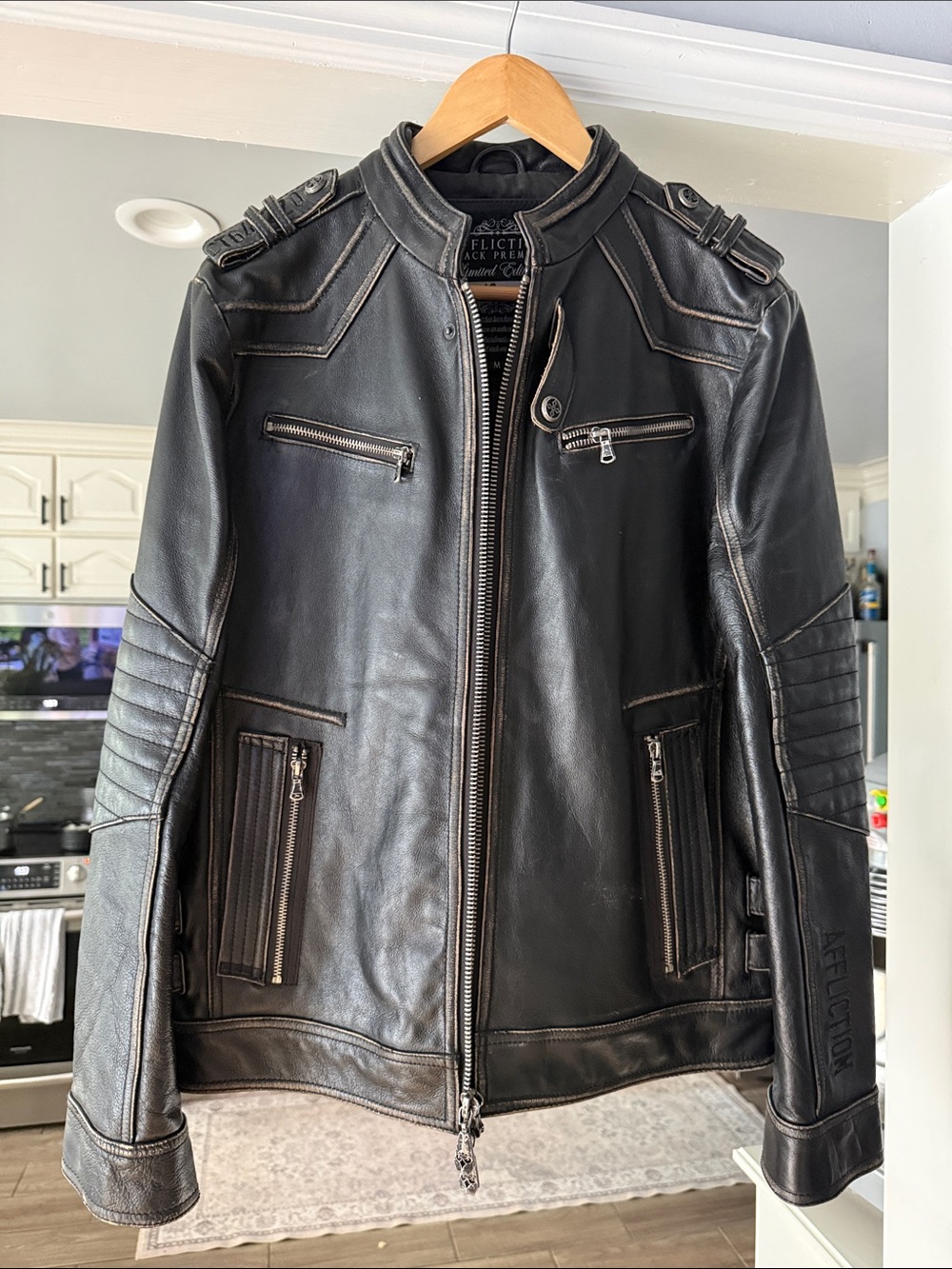 Affliction Black Leather Jacket Limited Edition